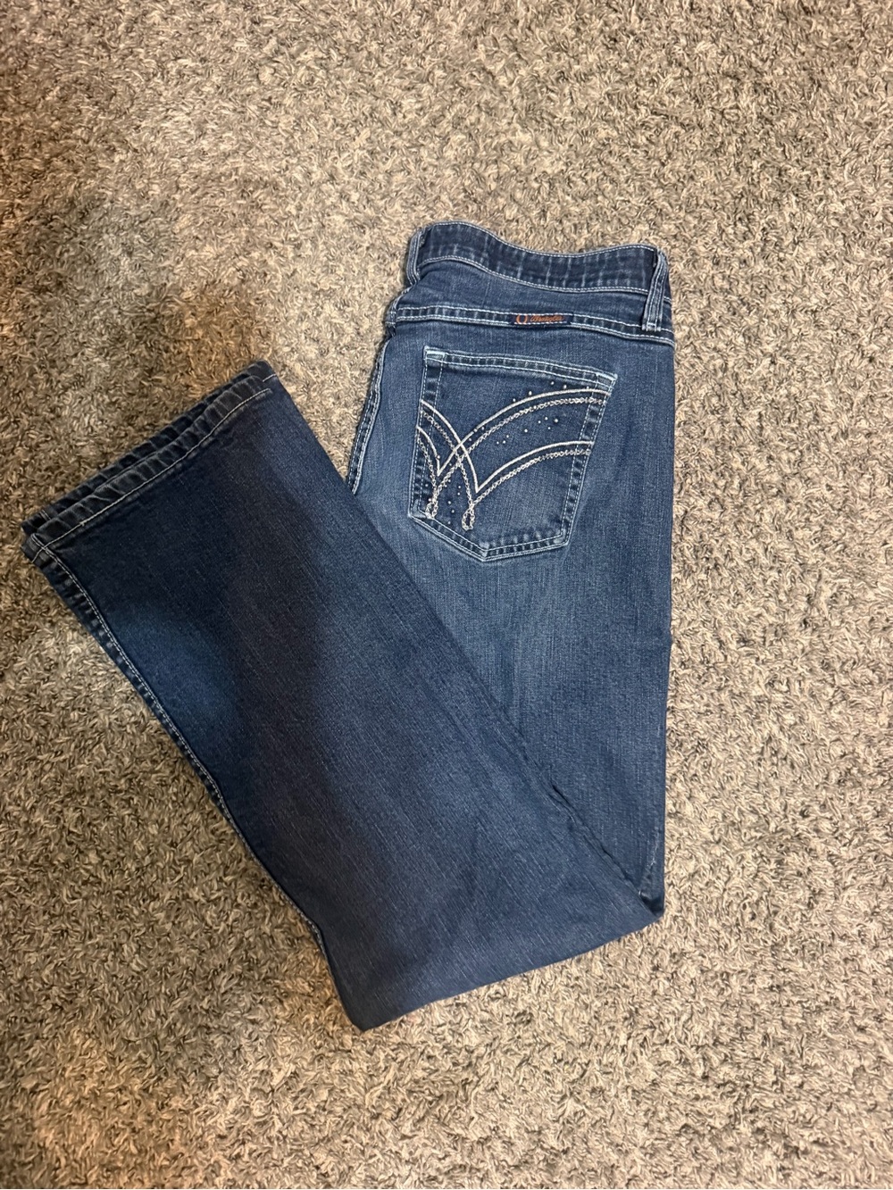 Wrangler Q-Baby No Gap Dark Blue Boot Cut Jeans with Rhinestone Size 11/12 X 32